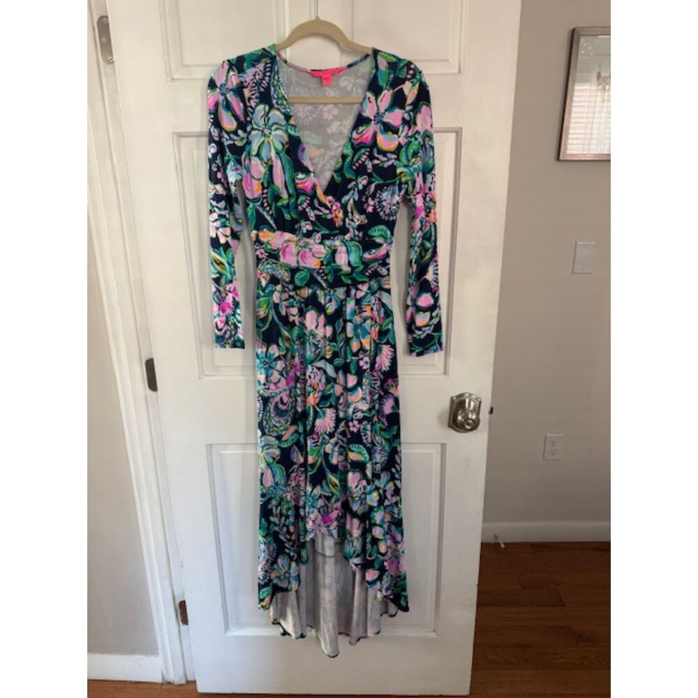 NWOT Lilly Pulitzer Montague Maxi Faux Wrap Dress, Floral, Small.
